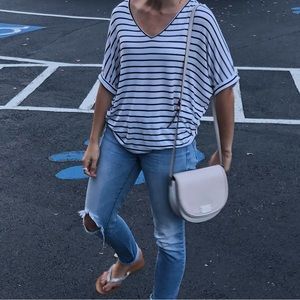 Striped vneck top